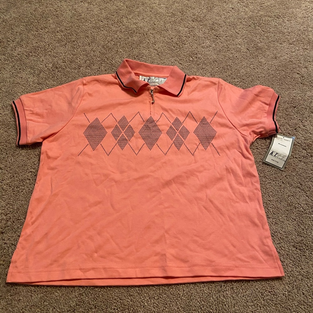 NWT women’s sz Petite Large K.T. Golf Shirt cute - Picture 1 of 6